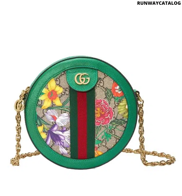 Gucci Ophidia GG Flora mini round shoulder bag