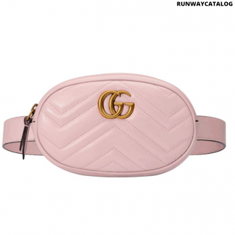 Gucci Marmont Belt Bag Pink Velvet With Crystals