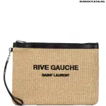 SAINT LAURENT Rive Gauche raffia pouch