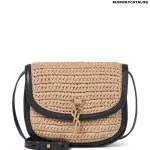 SAINT LAURENT Kaia Medium raffia and leather shoulder bag