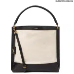 SAINT LAURENT Tag leather-trimmed canvas tote