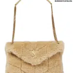 SAINT LAURENT Loulou Puffer Small shearling shoulder bag