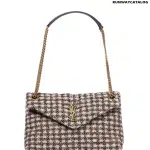 SAINT LAURENT Loulou Puffer Small checked shoulder bag