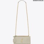 YSL Sunset Medium in Crocodile Embossed Shiny Leather Bag