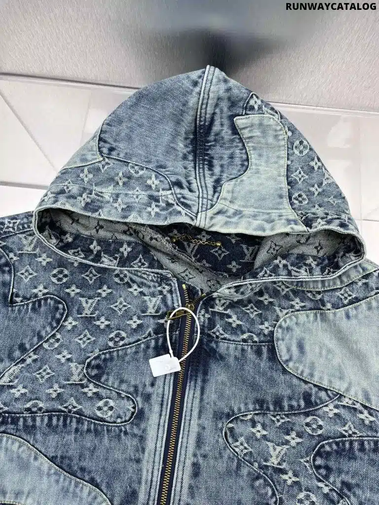 Monogram Patchwork Denim Hoodie - Image 7