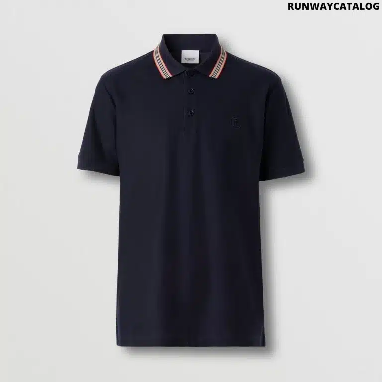 Icon Stripe Collar Cotton Polo Shirt Navy Blue