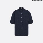 SHORT-SLEEVED OVERSHIRT Navy Blue and Black Dior Oblique Kasuri Cotton Denim