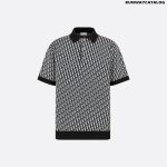 DIOR OBLIQUE POLO SHIRT Beige, Blue and Black Cotton Jacquard