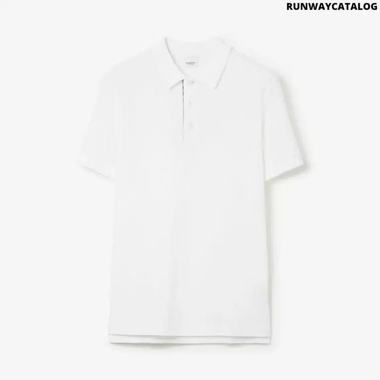 Monogram Motif Cotton Piqué Polo Shirt White