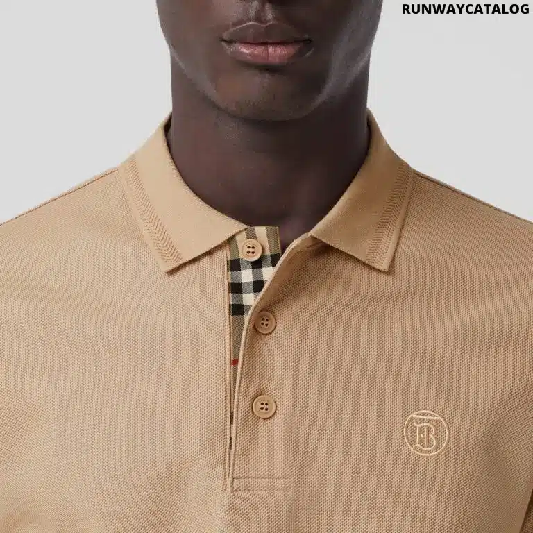 Monogram Motif Cotton Piqué Polo Shirt Soft Fawn - Image 3