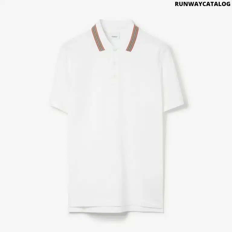 Icon Stripe Collar Cotton Polo Shirt White