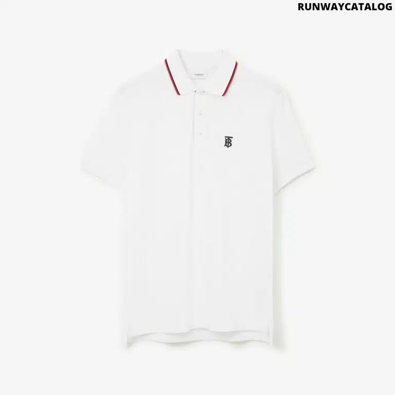 Icon Stripe Placket Cotton Piqué Polo Shirt White