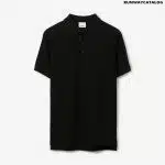 Monogram Motif Cotton Piqué Polo Shirt Black