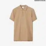 Monogram Motif Cotton Piqué Polo Shirt Soft Fawn