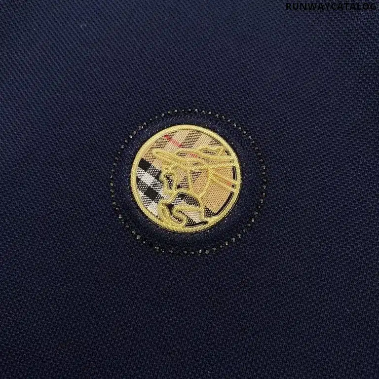 Logo Cotton Lapel Polo Shirt Blue - Image 3