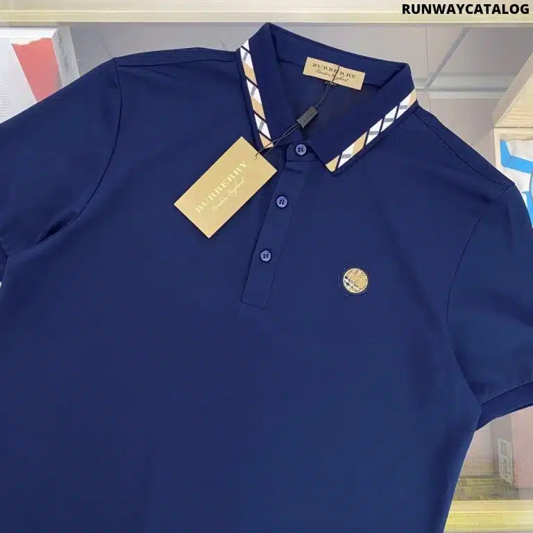 Logo Cotton Lapel Polo Shirt Blue - Image 2