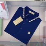 Logo Cotton Lapel Polo Shirt Blue