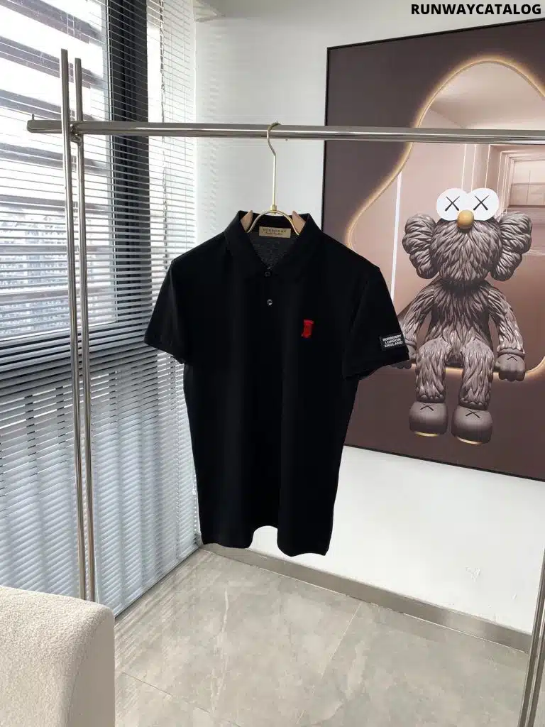 Logo Badge Cotton Polo Shirt Black