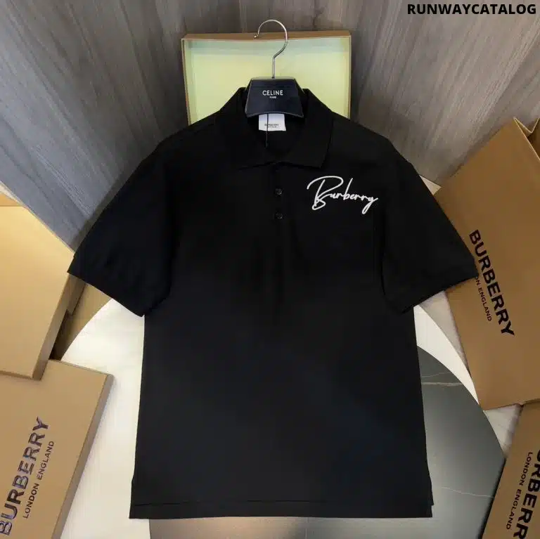 Embroidered Cotton Piqué Polo Shirt Black