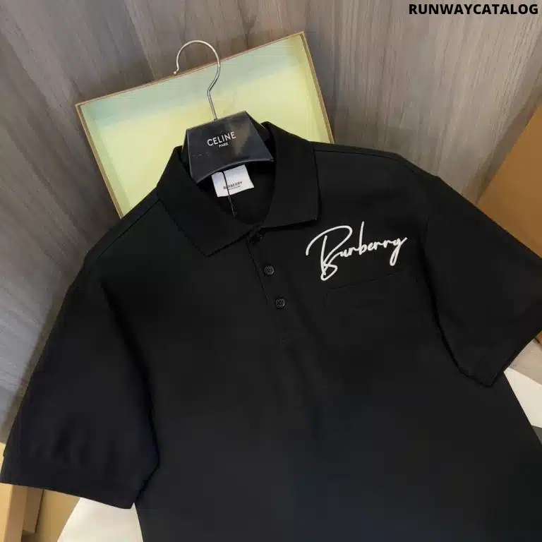 Embroidered Cotton Piqué Polo Shirt Black - Image 2