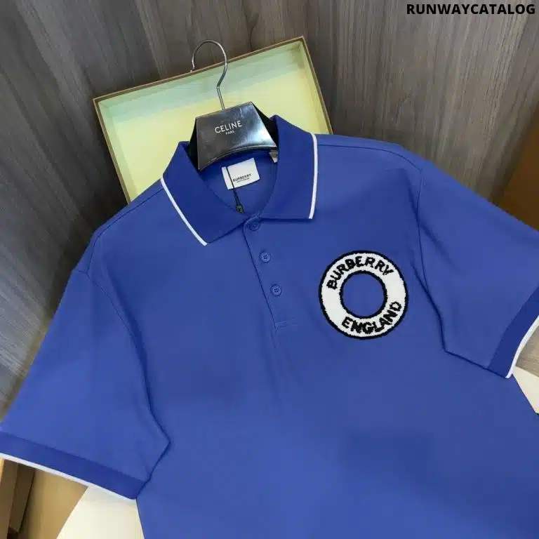 Logo Graphic Cotton Piqué Polo Shirt Blue - Image 2