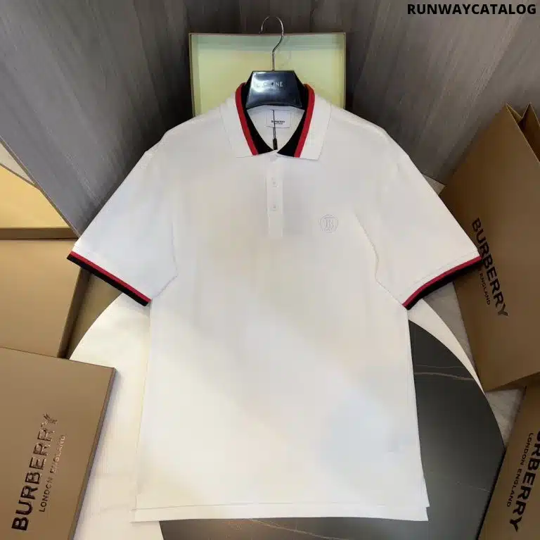 Burberry Collar Cotton Polo Shirt White