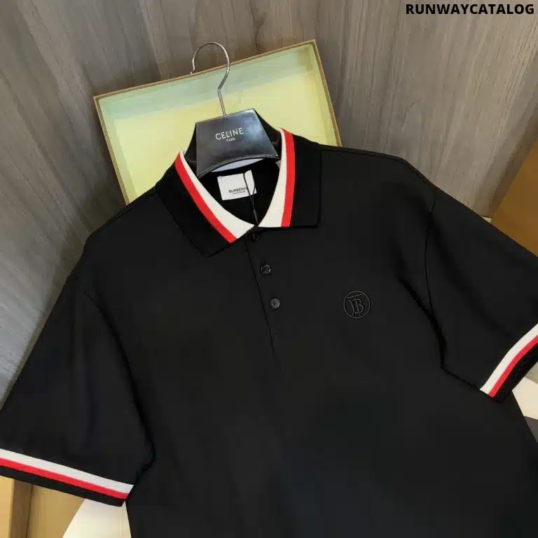 Burberry Collar Cotton Polo Shirt Black - Image 2