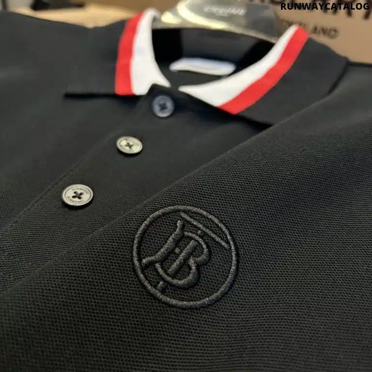 Burberry Collar Cotton Polo Shirt Black - Image 4