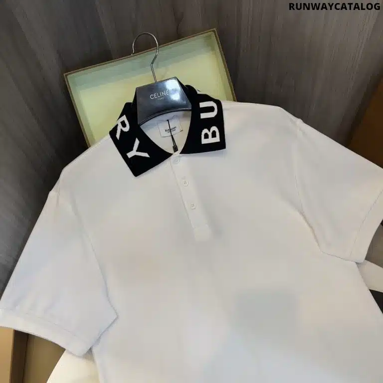 Burberry Collar Cotton Polo Shirt White - Image 4