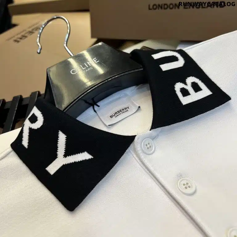 Burberry Collar Cotton Polo Shirt White - Image 3