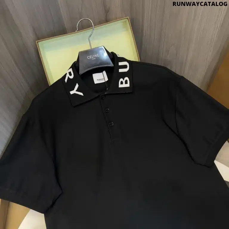 Burberry Collar Cotton Polo Shirt Black - Image 2