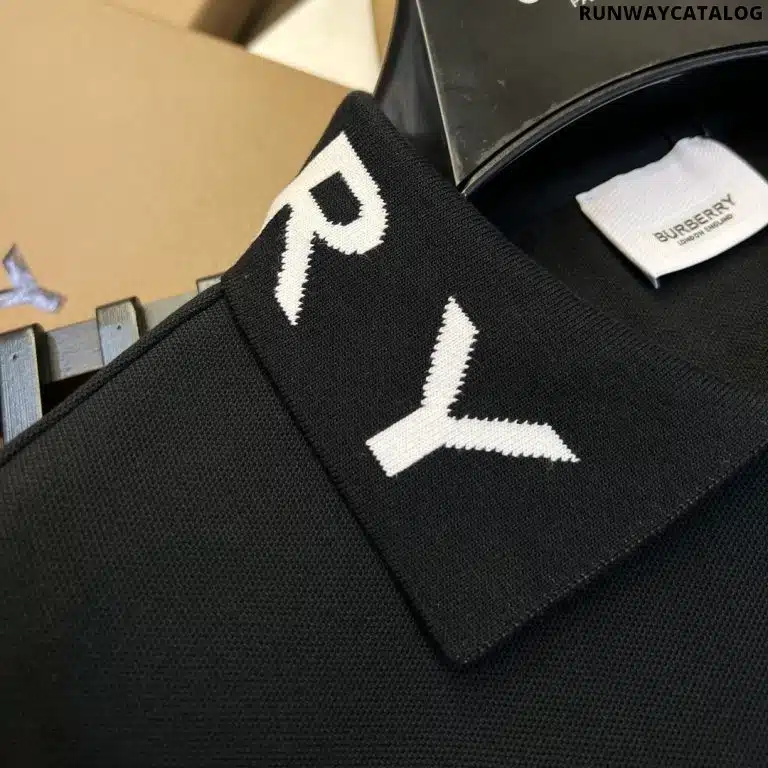 Burberry Collar Cotton Polo Shirt Black - Image 3