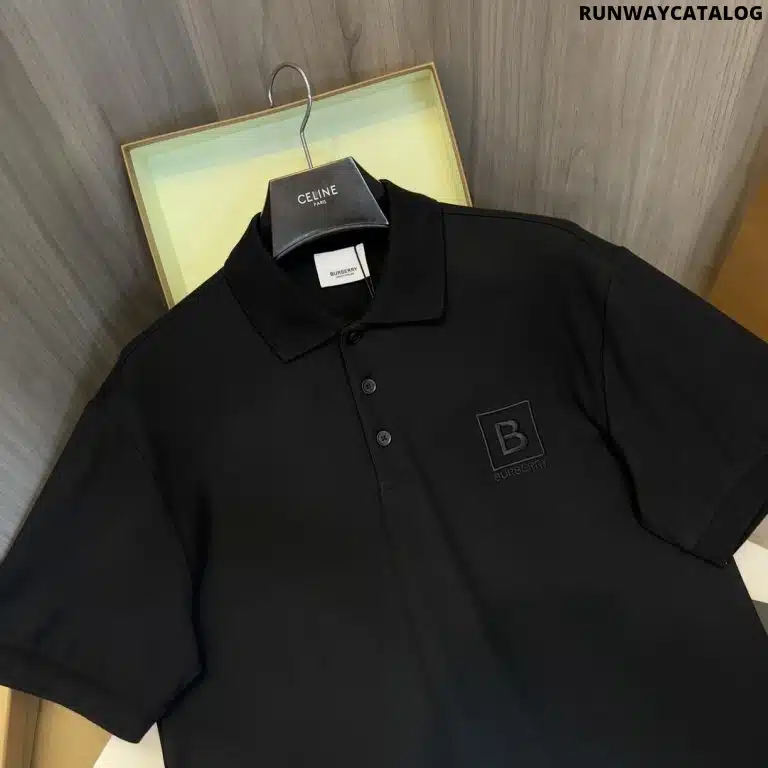 New Collar Cotton Polo Shirt Black - Image 4