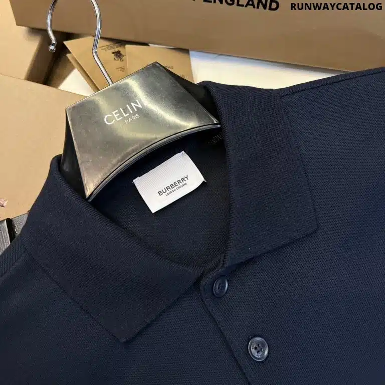 New Collar Cotton Polo Shirt Navy Blue - Image 2