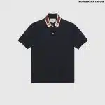 COTTON POLO WITH WEB AND FELINE HEAD