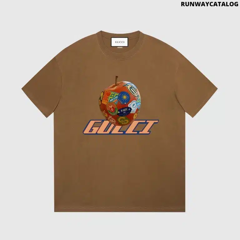 Gucci Apple Print Brown T-shirt