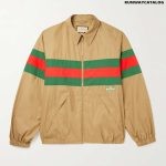 GUCCI Logo-Appliquéd Striped Shell-Trimmed Cotton Jacket