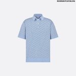 Dior Oblique Polo Shirt Blue Cotton Jacquard