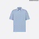 Dior Oblique Polo Shirt Blue Cotton Jacquard