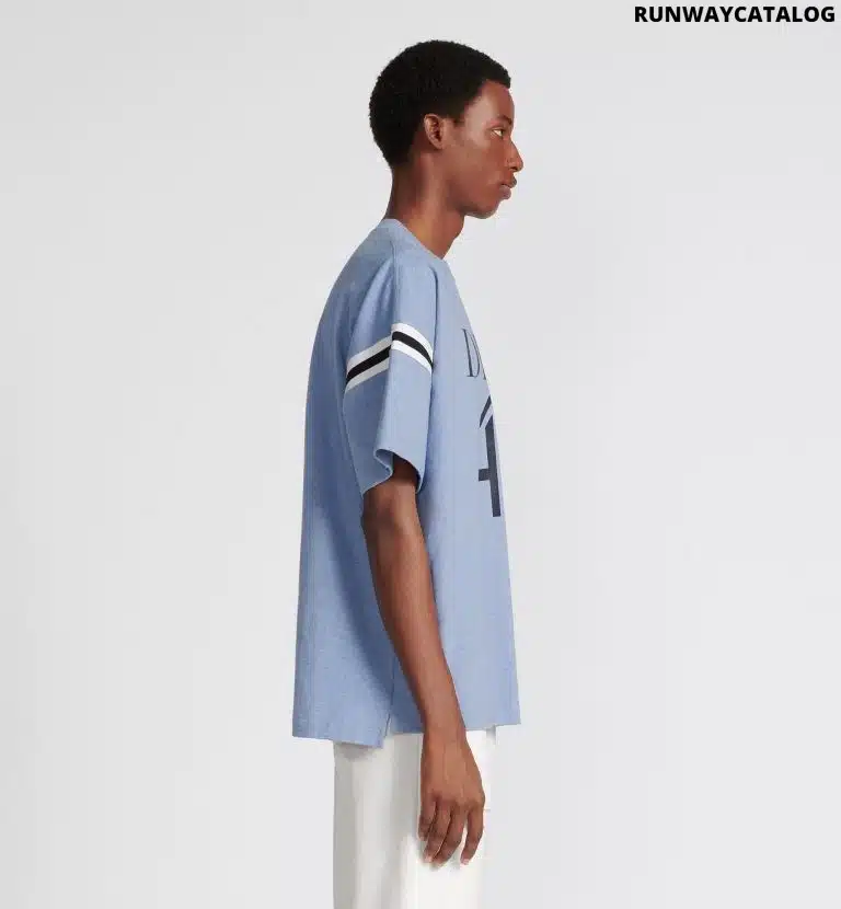 Oversized T-Shirt Blue Slub Cotton Jersey - Image 3