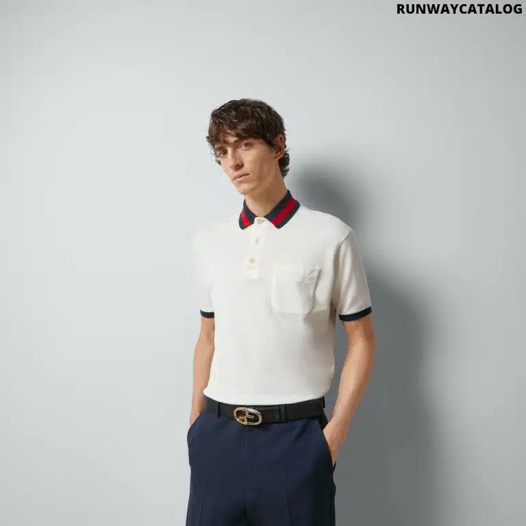 COTTON PIQUET POLO WITH WEB COLLAR - Image 2