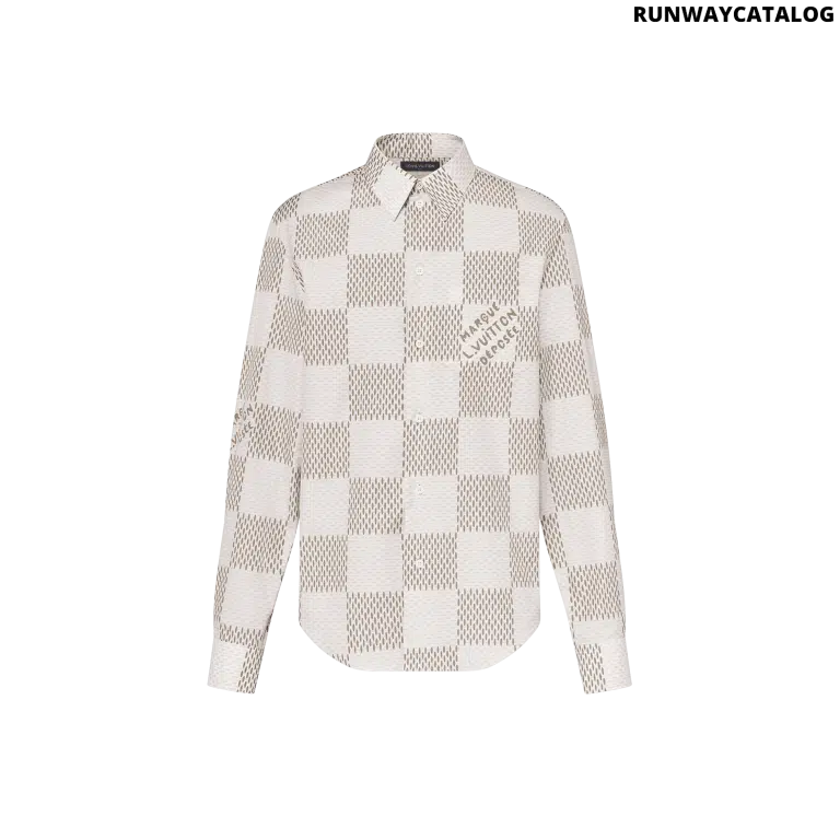 Damier Long-Sleeved Classic Cotton Shirt