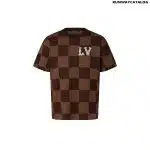 Short-Sleeved Cotton Damier Crewneck With Crystal LV Patch