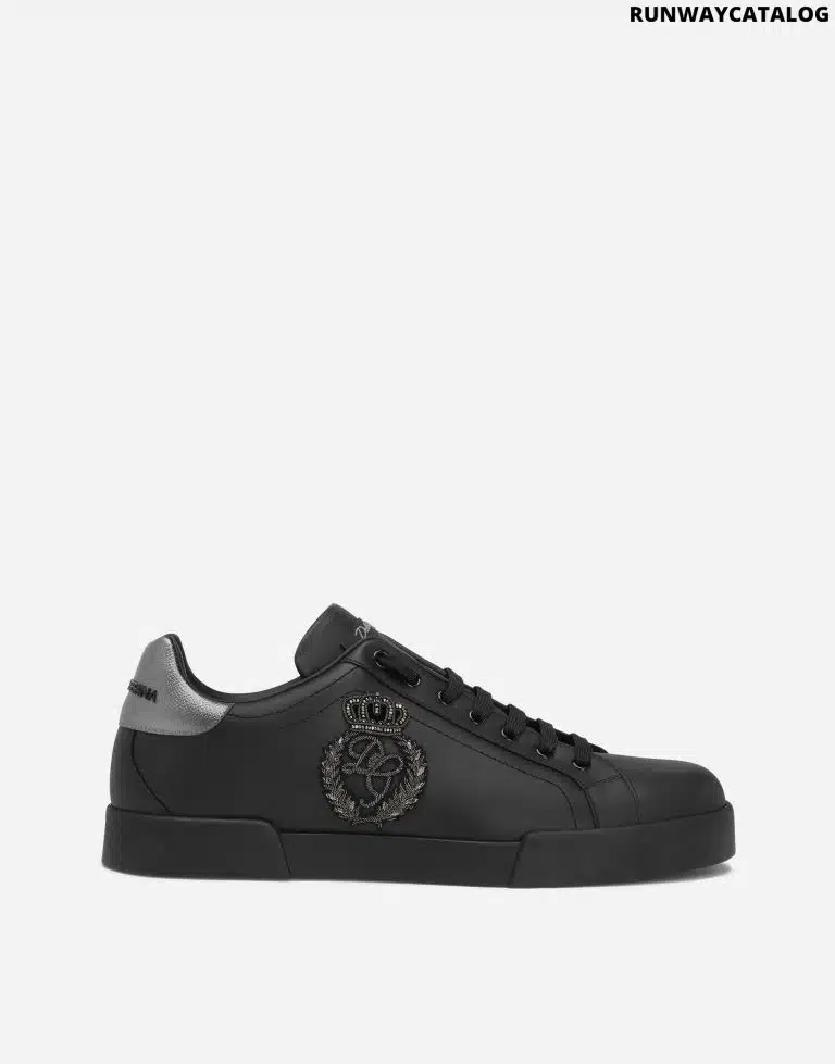 CALFSKIN NAPPA PORTOFINO SNEAKERS WITH CROWN PATCH