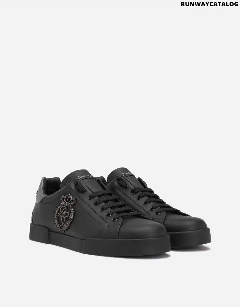 CALFSKIN NAPPA PORTOFINO SNEAKERS WITH CROWN PATCH - Image 2