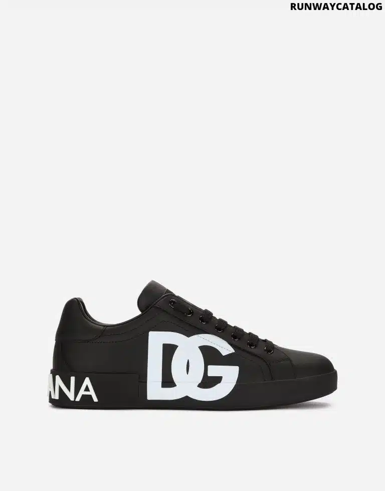 CALFSKIN NAPPA PORTOFINO SNEAKERS WITH DG LOGO PRINT