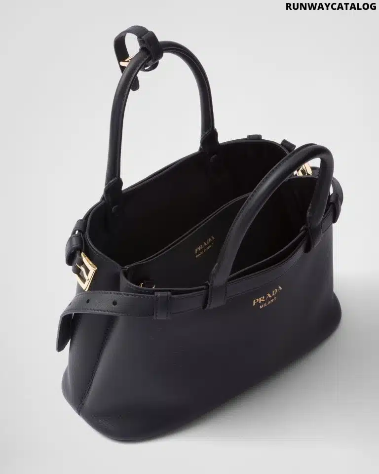 Prada Buckle small leather handbag with double belt - Image 4