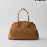 Large leather tote bag with zipper closure