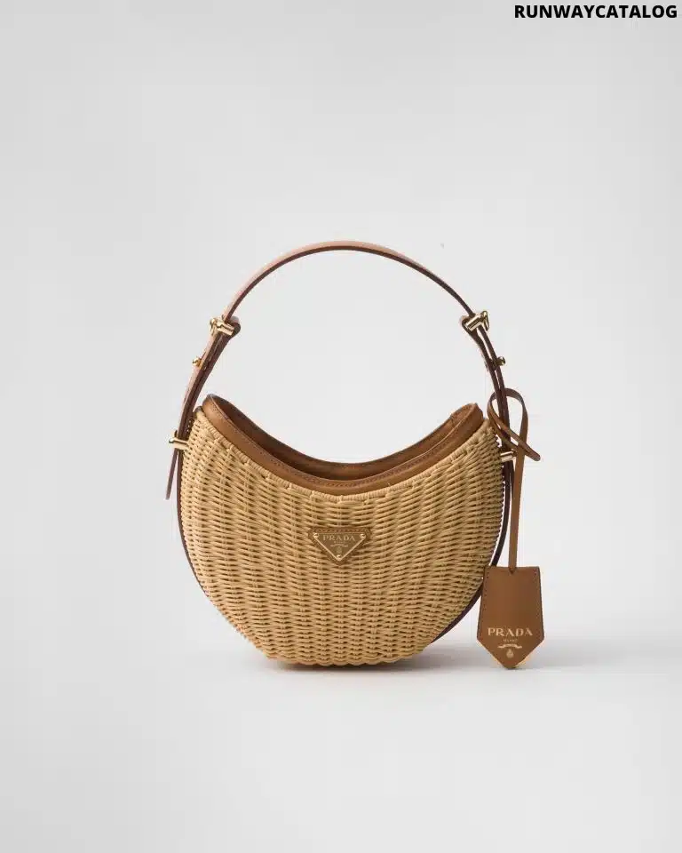 Wicker and leather Prada Arqué bag