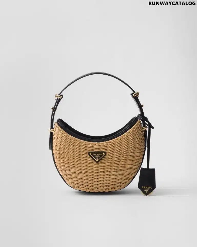 Wicker and leather Prada Arqué bag